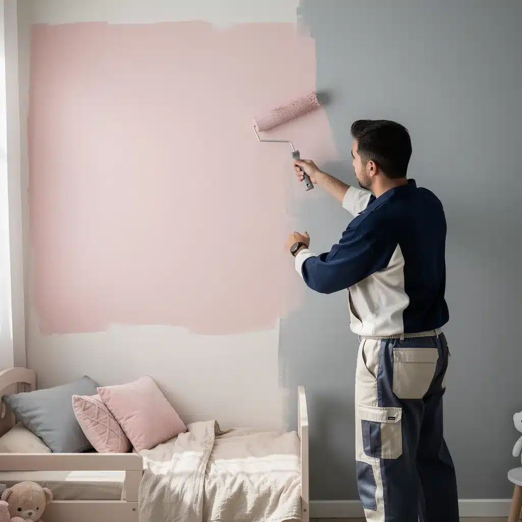 peinture chambre fille rose et gris