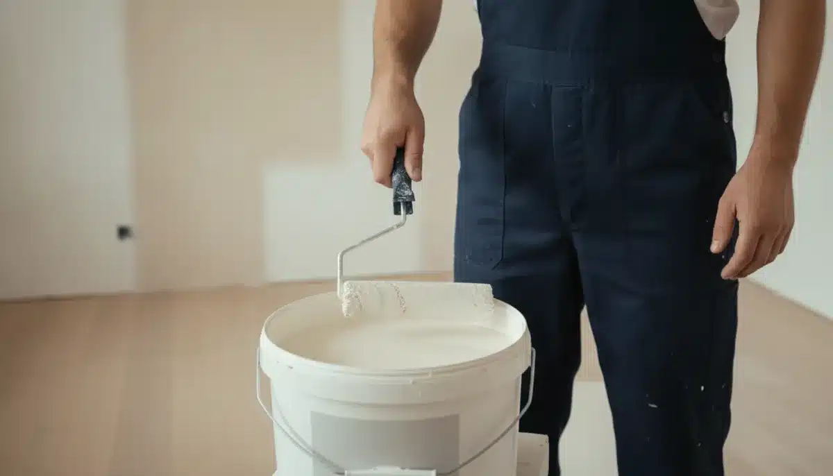 pot de peinture blanche action
