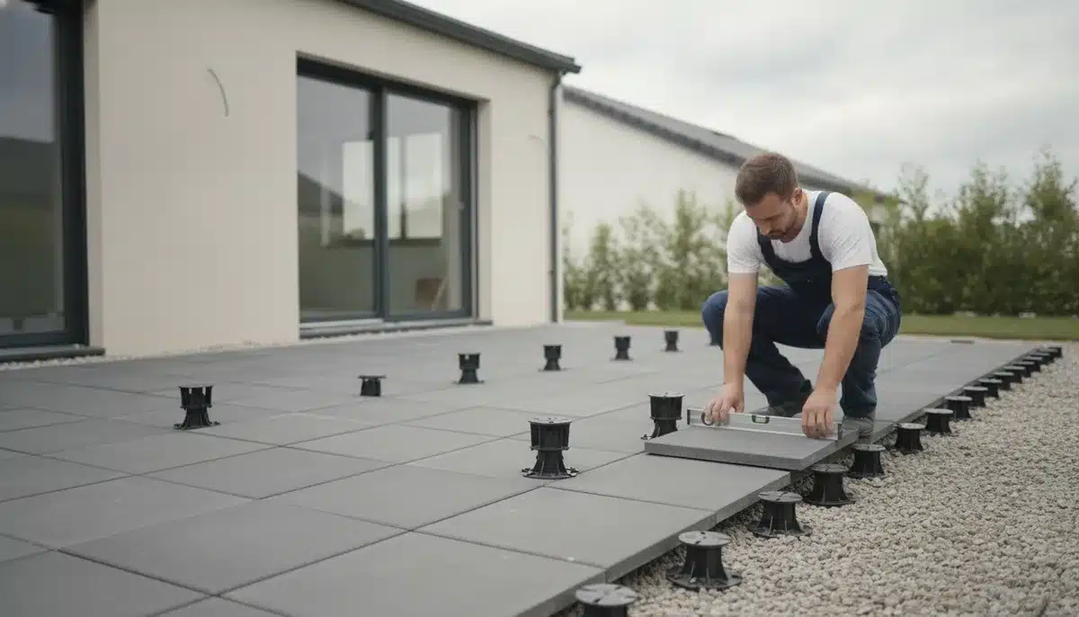 terrasse dalle sur plot