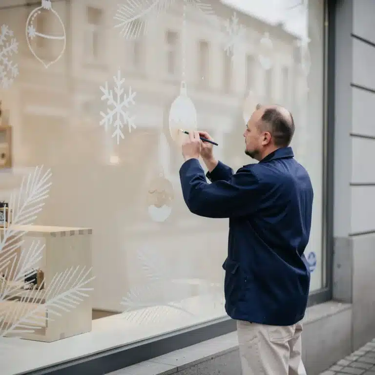 décoration vitrine noël peinture