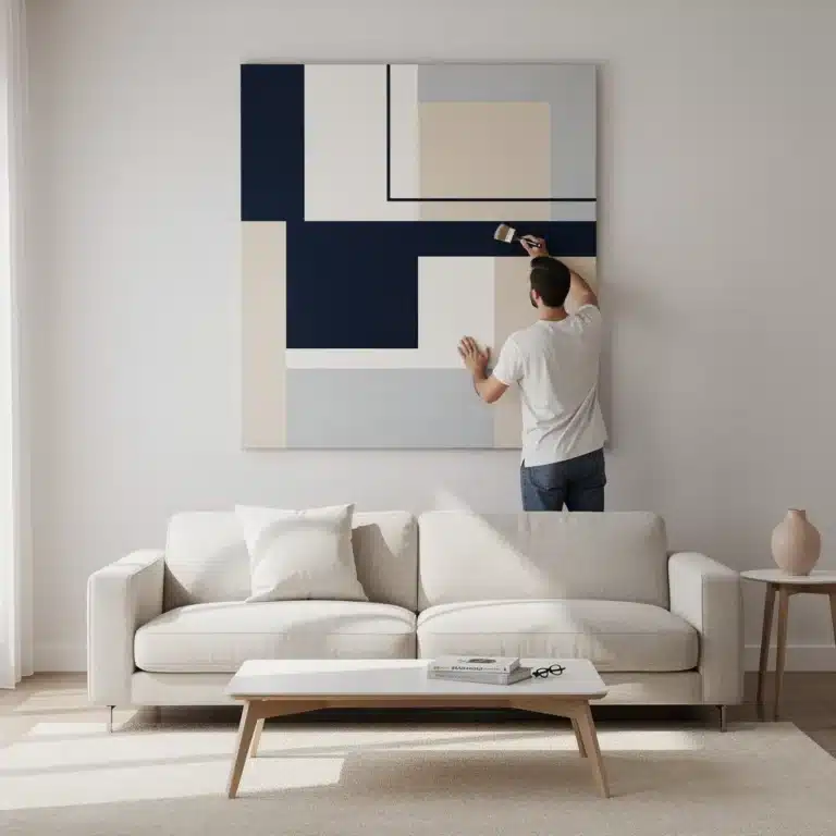 peinture géométrique moderne salon