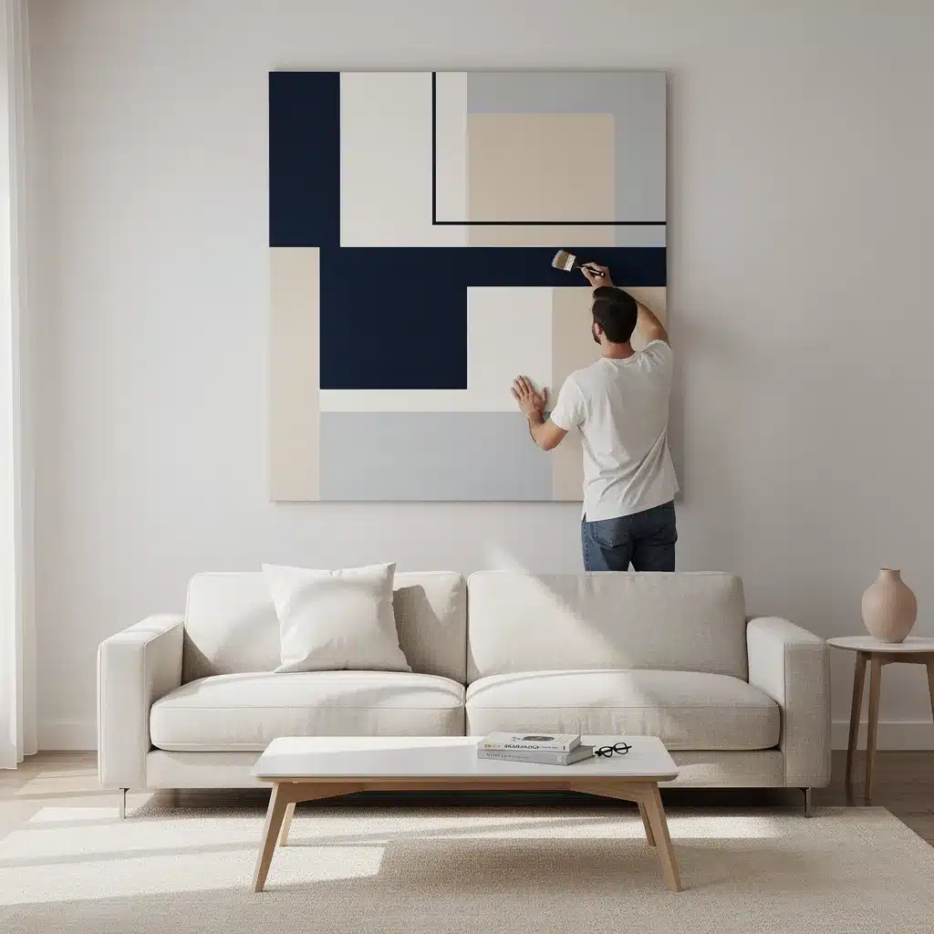 peinture géométrique moderne salon