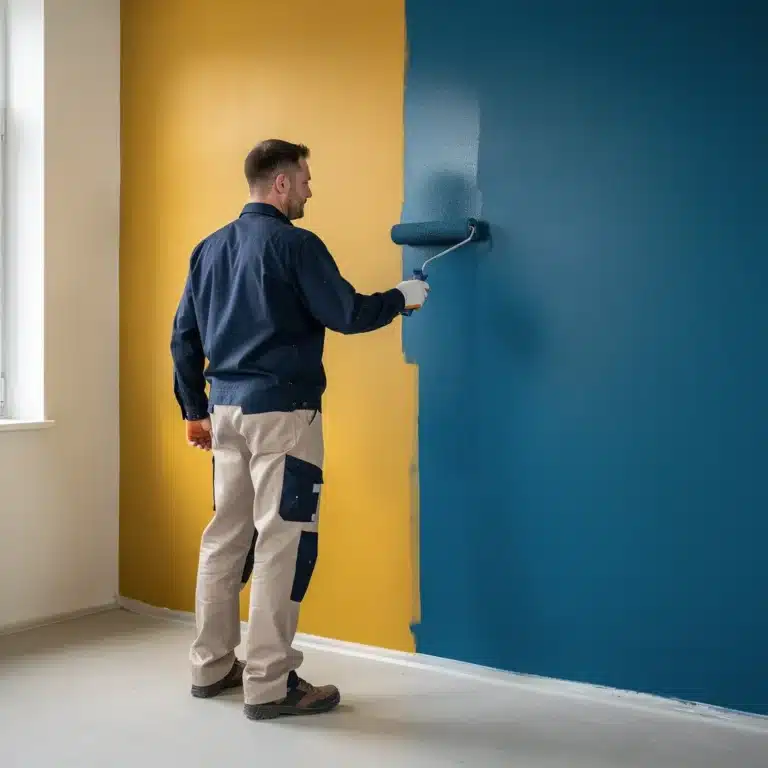 peinture jaune moutarde et bleu canard